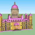 Stunning Detached Villa With Pink Domes Yellow Exterior Columns And Arched Doorway