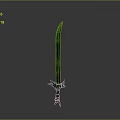 Green Fantasy Sword With Decorative Hilt And Unique Blade Design As Weapon