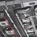 Complex Industrial Metal Pipes Installation On Ceiling With Ductwork And Vents