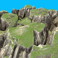 Scenic Garden Landscape With Rocky Formations Lush Green Vegetation And Natural Hills