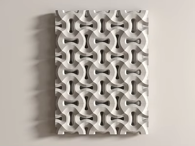 Modern Geometric 3D Wall Hanging With Textured Interlocking Patterns In White And Gray 3d model