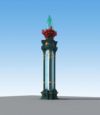 European-style pillar wrought iron lamp post 3d model