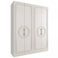Elegant Modern White Wardrobe With Gold Metal Handles And Decorative Panel For Contemporary Bedroom Storage