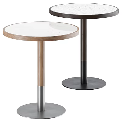 Modern Round Side Table With Glass Top And Mixed Material Legs In Two Colors 3d model