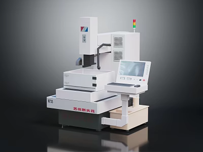 Precision Industrial Machining Equipment With Digital Screen Worktable And Control Panel 3d model