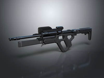 Modern Tactical Rifle With Long Barrel Magazine Scope And Grip Design 3d model