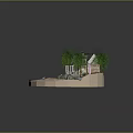 Scenic White Wooden House With Palm Trees Beach Waterfront Steps And Car