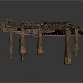 Traditional Thatched Roof Building With Wooden Pillars And Simple Open Structure