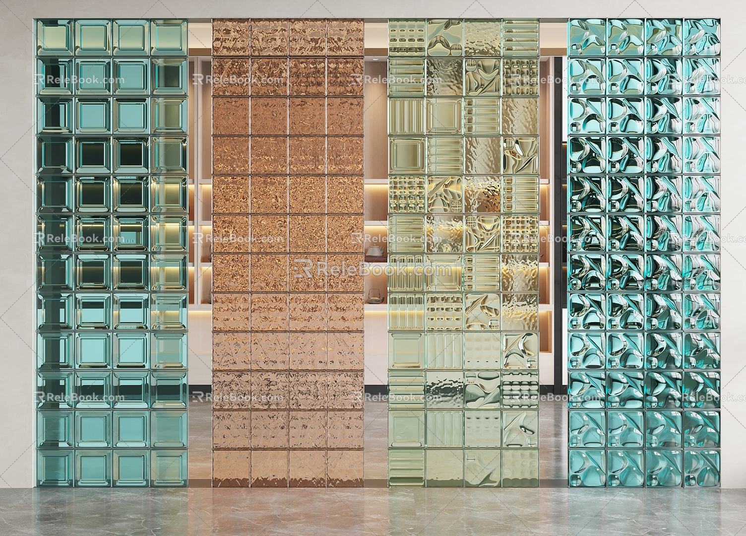 Glass brick partition model