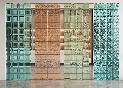 Glass brick partition 3d model