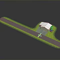 Modern Space Launch Facility With Runway Building And Green Surrounding Area