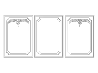 Three Architectural Decorative Frame Components With Ornate Carvings And Simple Borders Design 3d model