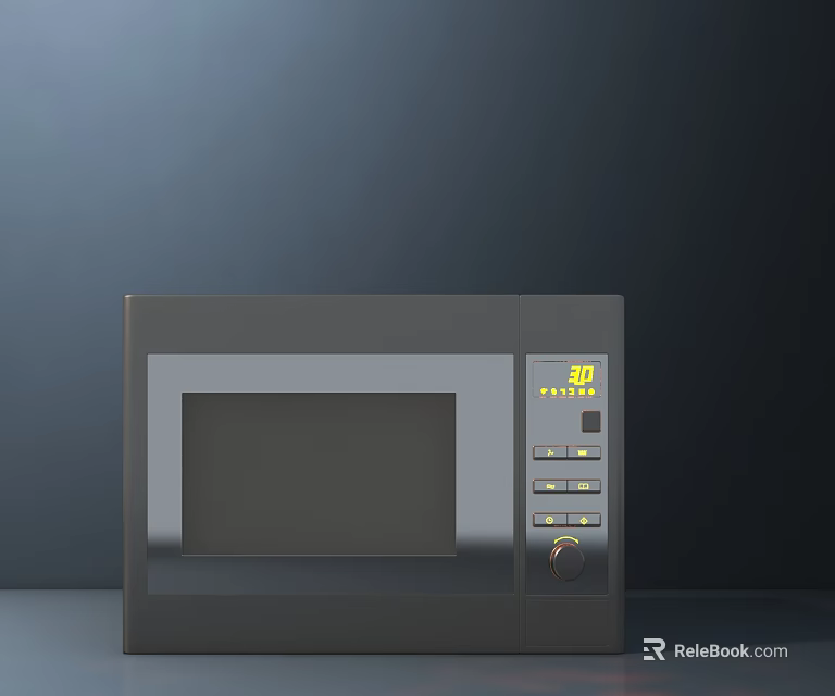Black Microwave Oven Kitchen Appliance With Digital Display And Control Panel 3d model 