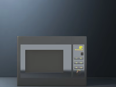 Black Microwave Oven Kitchen Appliance With Digital Display And Control Panel 3d model