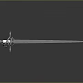 Shiny Metal Sword With Intricate Hilt Design And Blue Blade On Dark Background
