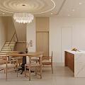 Elegant Light French Living And Dining Room Interior Design With Luxury Chandelier And Cozy Fireplace