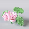 Art Installation Centered On Pink Lotus Flower With Surrounding Green Lotus Leaves