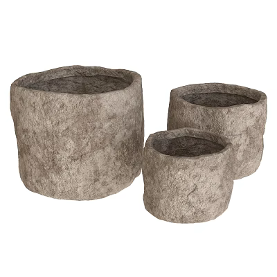 Gray Textured Felt Planters in Small Medium Large Sizes for Home Garden Decor 3d model