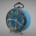 Vintage Blue El Nasr Alarm Clock With Round Dial And Classic Metal Case Design