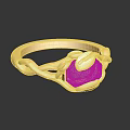 Elegant Gold Ring With Twisted Design Band And White Gemstone