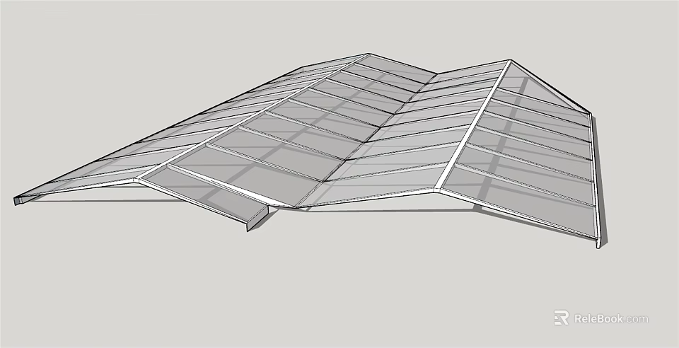 Modern Geometric Canopy With Transparent Panels And Structural Frame For Outdoor Spaces 3d model