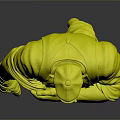 3D Fantasy Character Model Green Skinned Creature With White Shirt Red Pants Hat Tool Belt