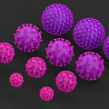 Plant Painting Artwork With Purple Pink Elements In Different Sizes On Dark Background