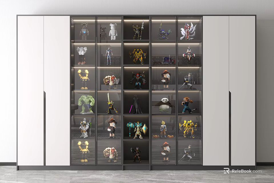 Modern Display Shelves With Layered Lighting For Collectible Figures And Models 3d model 