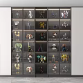 Modern Display Shelves With Layered Lighting For Collectible Figures And Models