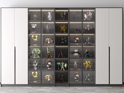 Modern Display Shelves With Layered Lighting For Collectible Figures And Models 3d model