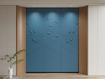 Hard bag background wall bedroom living room carved hard bag 3d model