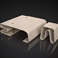 Modern Minimalist Coffee Table With Folded Fabric Structure And Curved Design 3d model