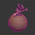 Handcrafted Pottery Jar With Yellow Black Spiral Stripes And Twisted Rope Knot Top Decoration