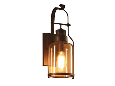 Vintage Wall Sconce with Metal Frame and Glass Shade Emitting Warm Light 3d model