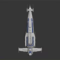Detailed Gray Blue Sci Fi Spaceship Model With Wings And Antennas 3d model