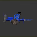 Blue Utility Trailer With Mechanical Equipment Wheels Metal Frame And Hitch Design