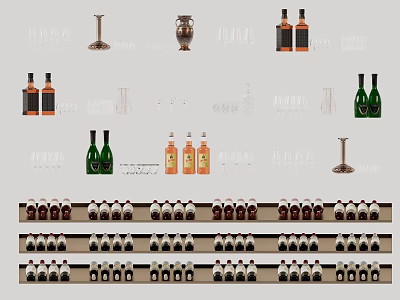 Modern wine wine bottle glass combination 3d model Modern wine wine bottle glass combination 3d model