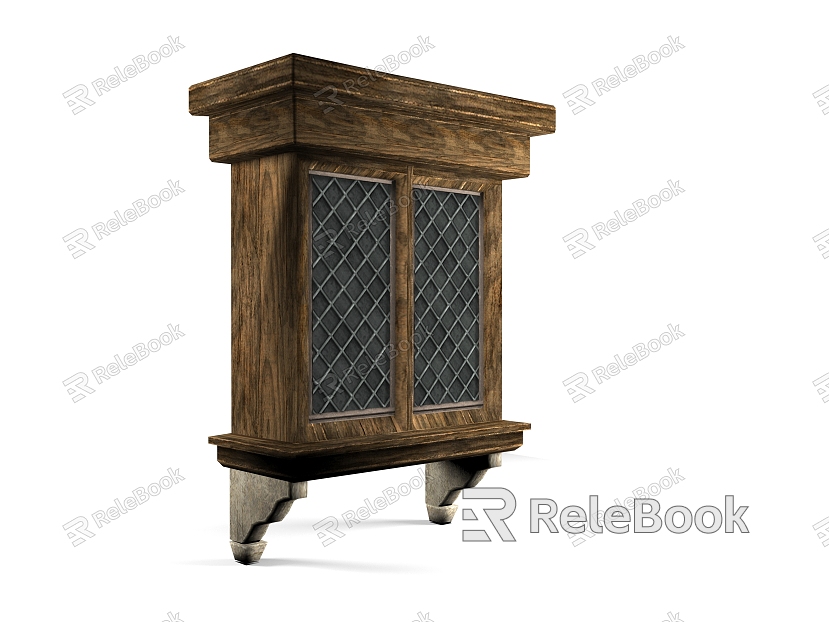 Retro casement window medieval game model