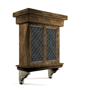 Retro casement window medieval game 3d model