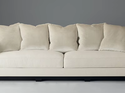 Cream Two Seater Sofa With Multiple Plush Cushions And Black Supporting Legs 3d model