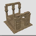 Detailed Ancient Stone Architectural Component Model with Columns Arches and Steps 3d model