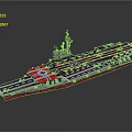 Detailed Aircraft Carrier Model With Flight Deck And Control Tower Structure
