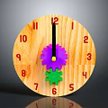 Hardware Tools Wooden Clock Design With Purple Green Gears And Numbers
