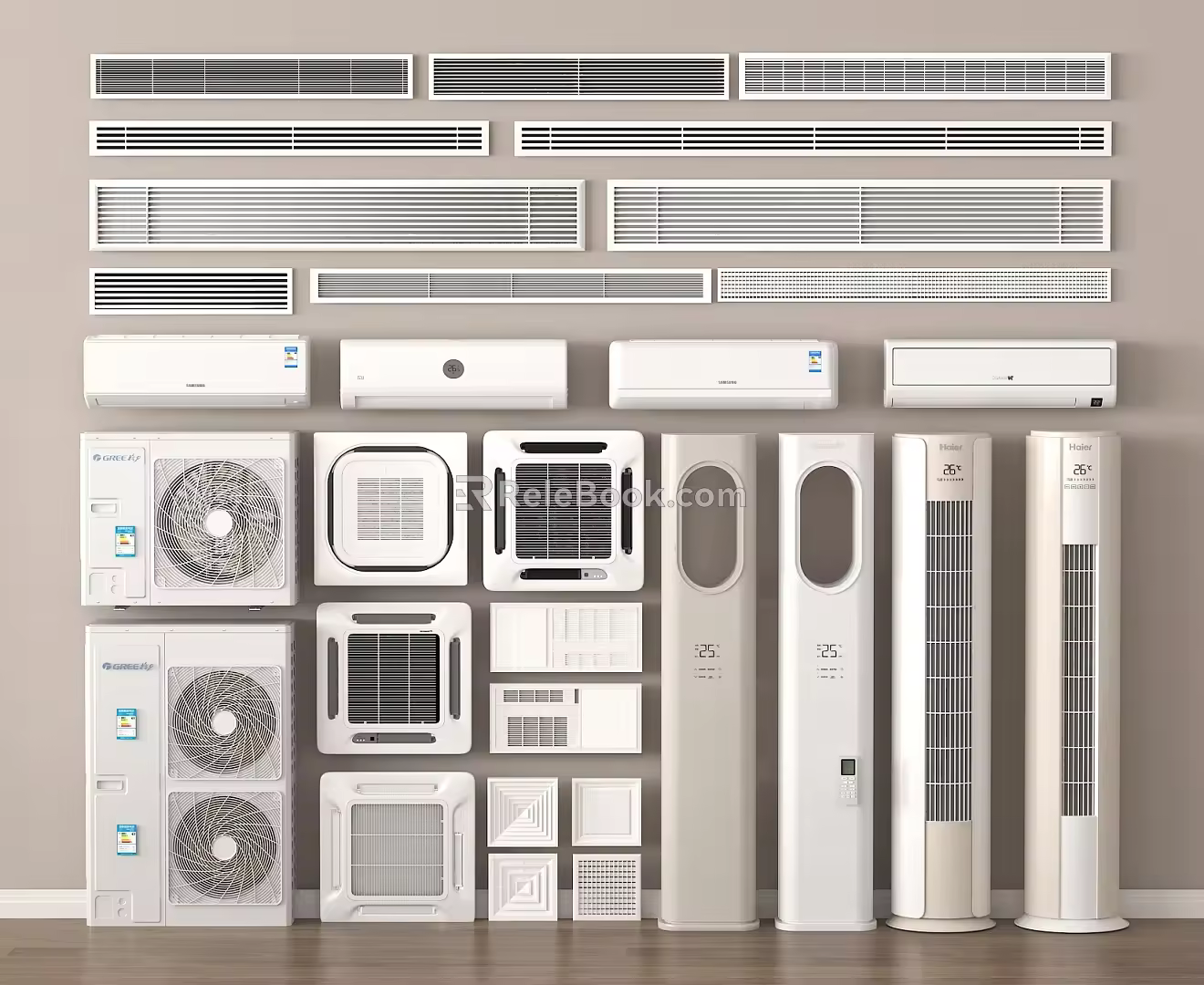 Modern air conditioning combined vertical air conditioning hanging machine external central air conditioning air outlet 3d model