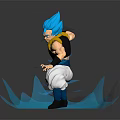 Blue Haired Anime Game Character In Fighting Pose With Blue Energy Effects And White Pants