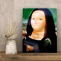 Classic Portrait Oil Painting With Plump Figure Dark Headscarf And Green Background