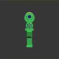 Colorful Toy Gun with Green Grip Red Barrel and Blue Accents in Plastic Structure