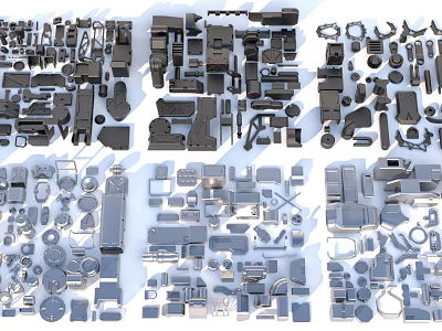 Various Industrial Equipment Components Including Mechanical Parts Tools And Hardware Collection 3d model