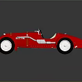 Vintage Red Convertible Sports Car With White Seats And Silver Wheels On Reflective Background