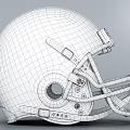 White Football Helmet Featuring Black Stripe And Cartoon Grinning Face Design